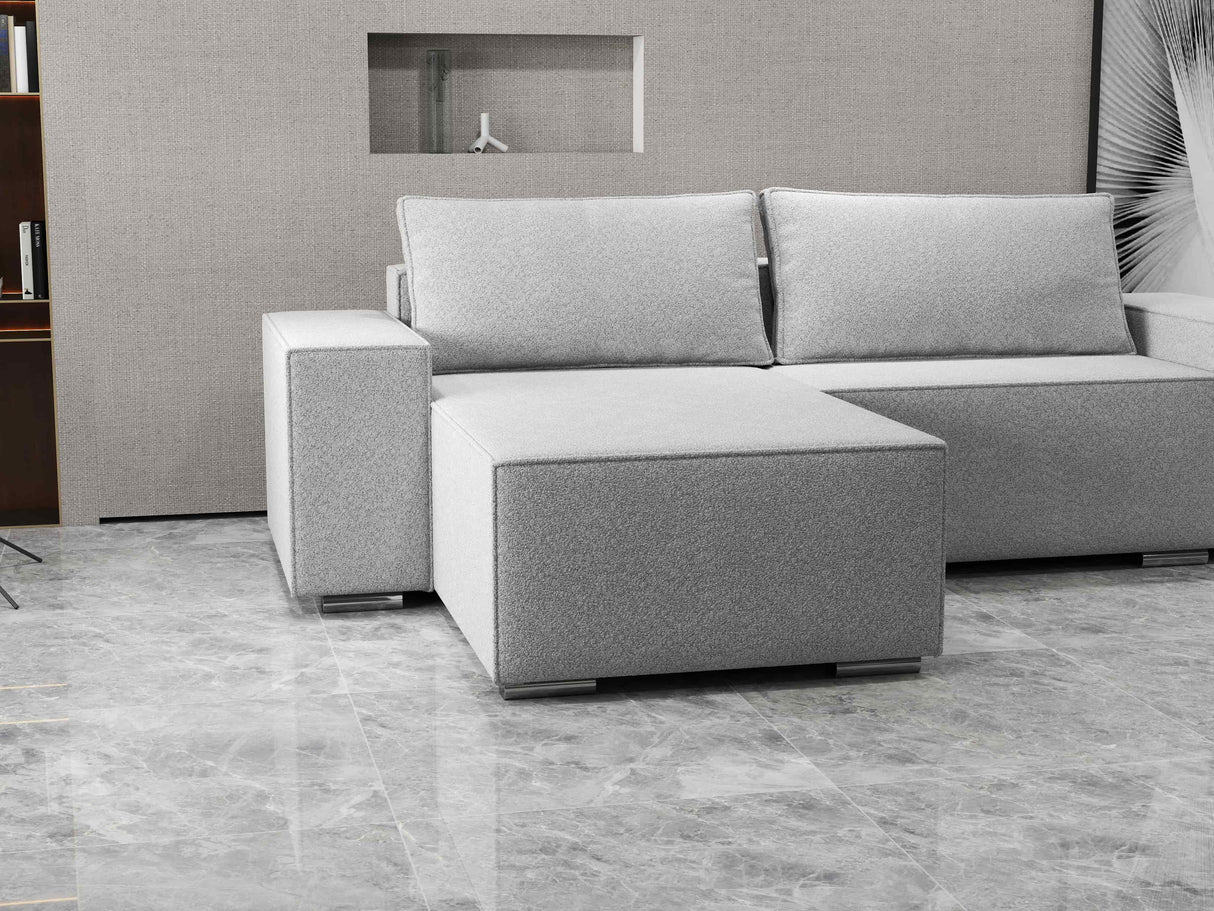 Colțar extensibil dumonde cu ladă de depozitare si sezut confortabil din spuma HR, Dream Euphoria Gri 290x185 cm Fabrica