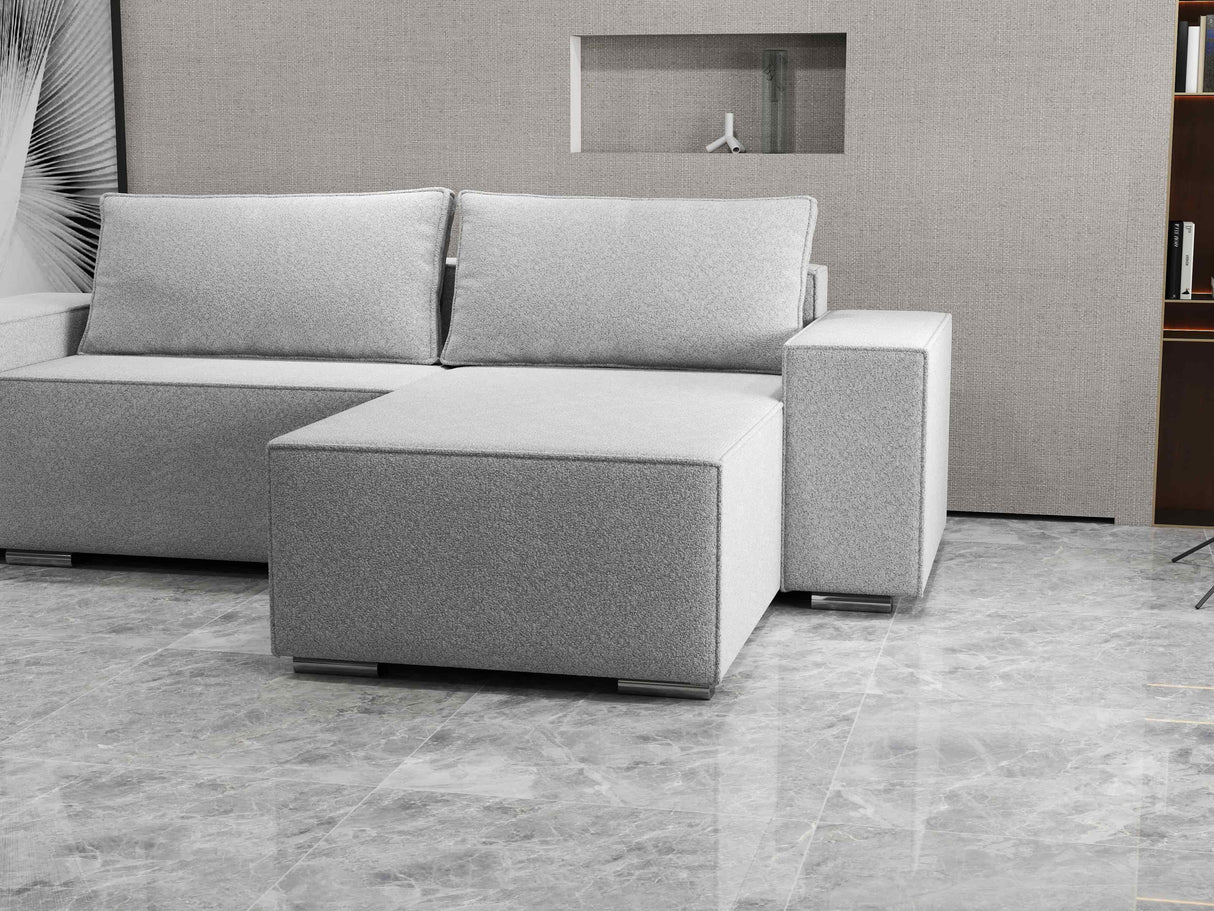 Colțar extensibil dumonde cu ladă de depozitare si sezut confortabil din spuma HR, Dream Euphoria Gri 290x185 cm II Fabrica