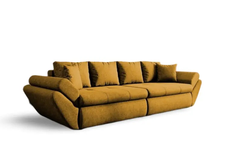 Canapea extensibilă dumonde cu ladă de depozitare si sezut confortabil din spuma HR, Loana Enjoy Mango 300x100 cm