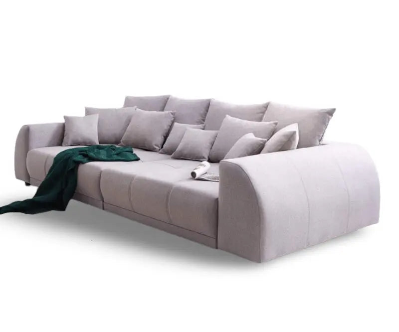 Canapea extensibilă dumonde cu 2 lăzi de depozitare si sezut confortabil din spuma HR, Verona Enjoy Grey 310x100 cm cu taburet inclus