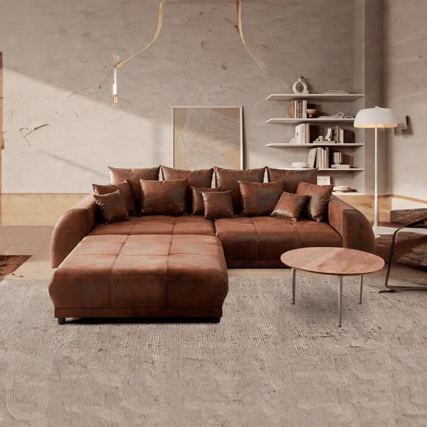 Canapea extensibilă dumonde cu 2 lăzi de depozitare Verona Madagaskar Brown 310x120 cm cu taburet inclus