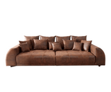 Canapea extensibilă dumonde cu 2 lăzi de depozitare si sezut confortabil din spuma HR, Big Sofa Verona Brown 310x100 cm cu taburet inclus