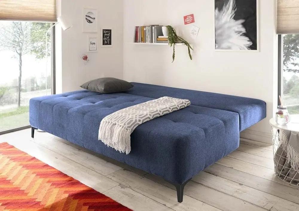 Canapea extensibilă cu ladă de depozitare si sezut confortabil din spuma HR, Candy Blue, 200x100 cm