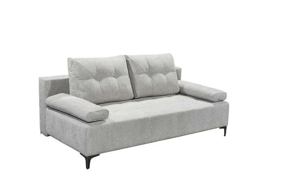 Canapea extensibilă cu ladă de depozitare si sezut confortabil din spuma HR, Candy Silver, 200x100 cm