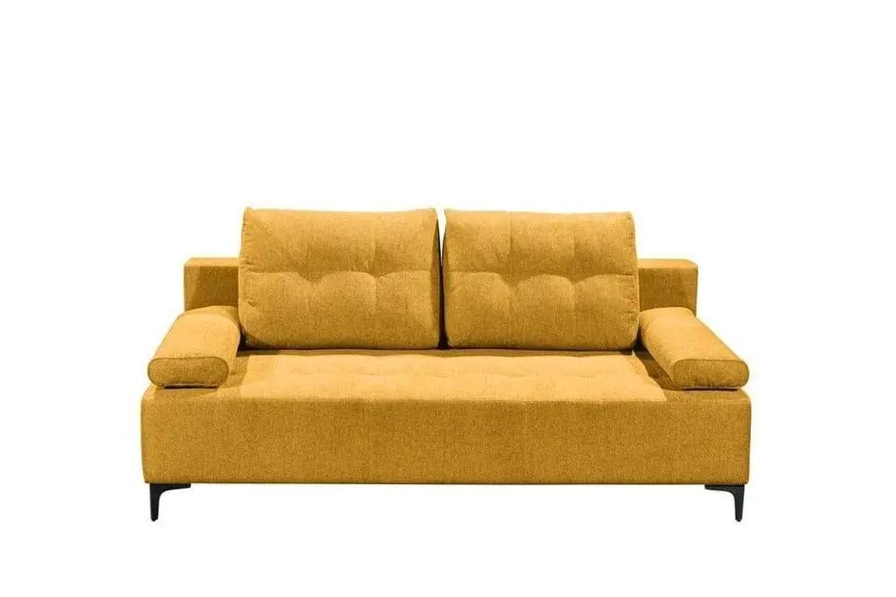 Canapea extensibilă cu ladă de depozitare si sezut confortabil din spuma HR, Candy Yellow, 200x100 cm