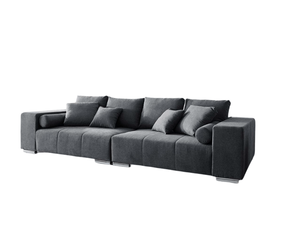 Canapea extensibilă dumonde cu ladă de depozitare si sezut confortabil din spuma HR, Marbela Graphite XXL 295x100 cm