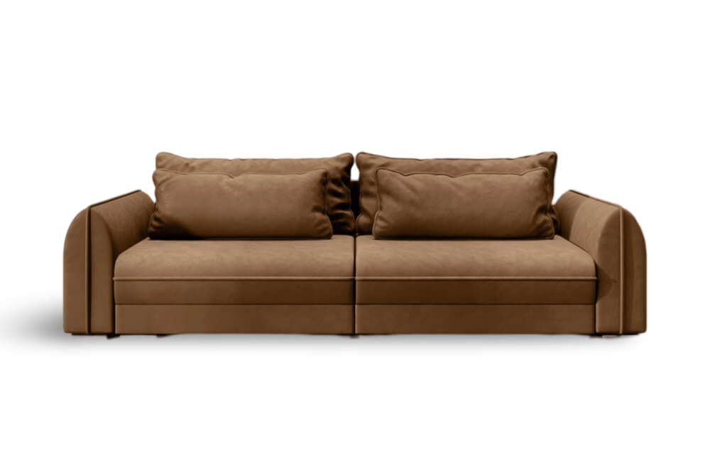 Canapea extensibilă dumonde cu ladă de depozitare si sezut confortabil din spuma HR, Denver Brown 300x100 cm Fabrica