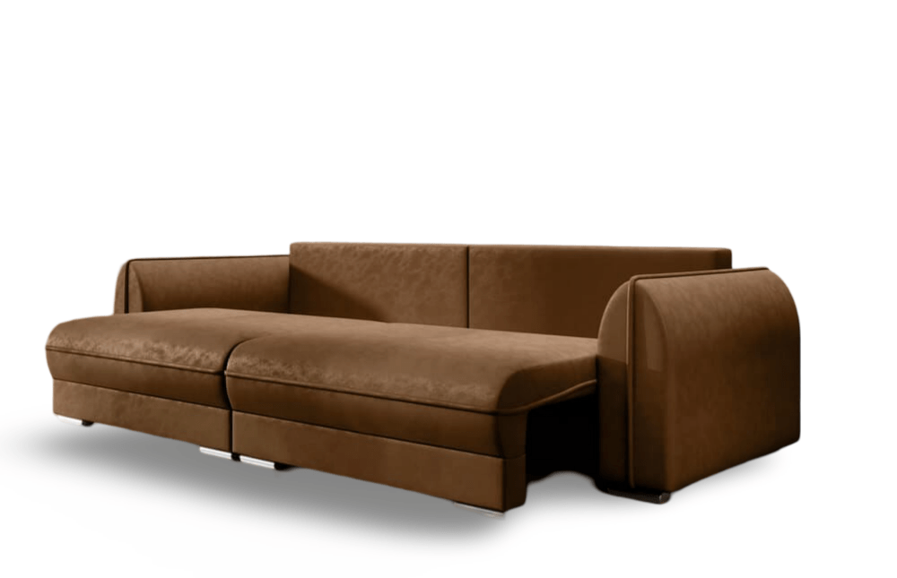 Canapea extensibilă dumonde cu ladă de depozitare si sezut confortabil din spuma HR, Denver Brown 300x100 cm Fabrica