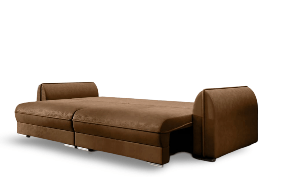 Canapea extensibilă dumonde cu ladă de depozitare si sezut confortabil din spuma HR, Denver Brown 300x100 cm Fabrica