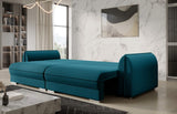 Canapea extensibilă cu ladă de depozitare si sezut confortabil din spuma HR, Denver Verde 300x100 cm