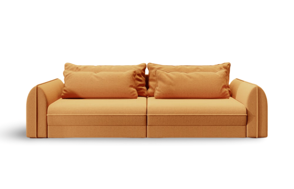 Canapea extensibilă dumonde cu ladă de depozitare si sezut confortabil din spuma HR, Denver Yellow 300x100 cm Fabrica