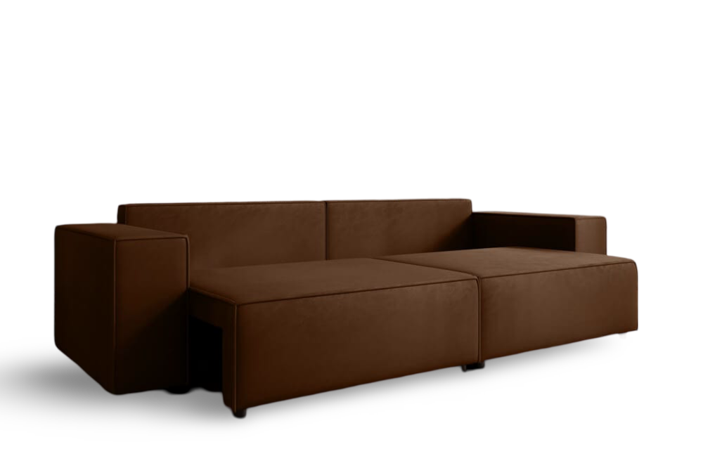 Canapea extensibilă dumonde cu ladă de depozitare si sezut confortabil din spuma HR, Dream Brown 310x100 cm