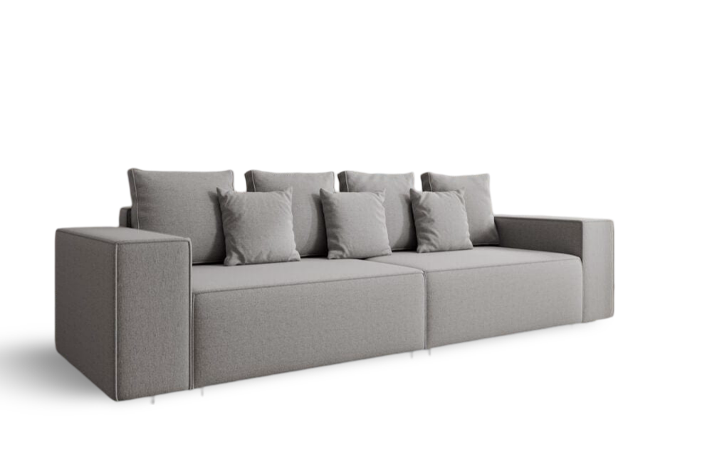 Canapea extensibilă dumonde cu ladă de depozitare si sezut confortabil din spuma HR, Dream Grey 310x100 cm