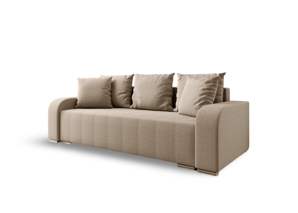 Canapea extensibilă cu ladă de depozitare si sezut confortabil din spuma HR, Sofia Bej 240x100 cm Fabrica