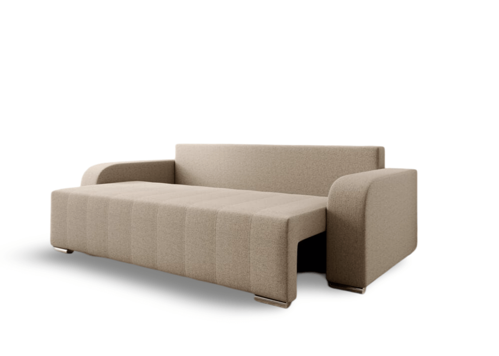 Canapea extensibilă cu ladă de depozitare si sezut confortabil din spuma HR, Sofia Bej 240x100 cm Fabrica