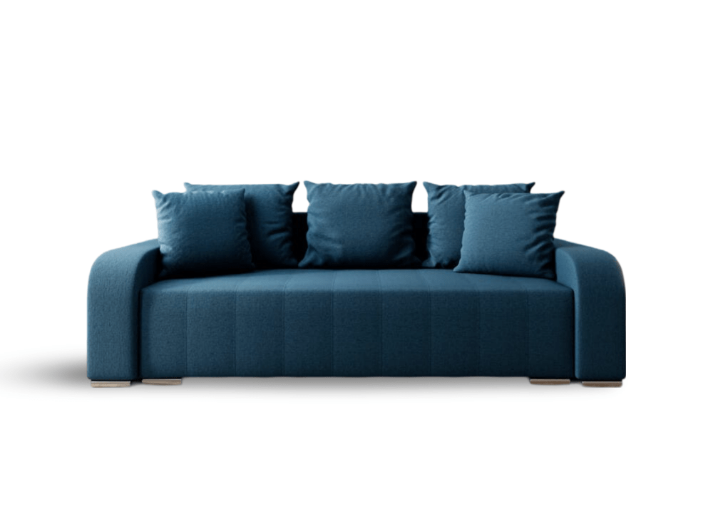 Canapea extensibilă cu ladă de depozitare si sezut confortabil din spuma HR, Sofia Blue 240x100 cm Fabrica