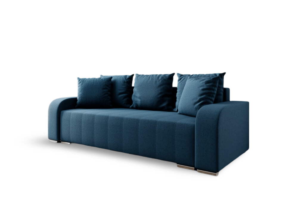 Canapea extensibilă cu ladă de depozitare si sezut confortabil din spuma HR, Sofia Blue 240x100 cm Fabrica