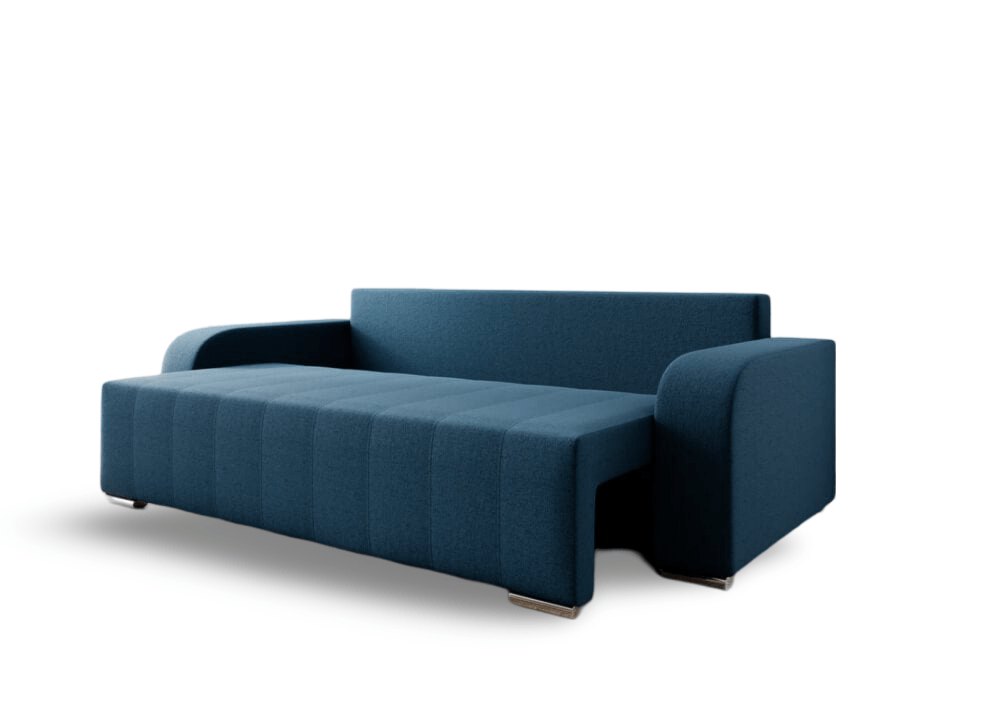 Canapea extensibilă cu ladă de depozitare si sezut confortabil din spuma HR, Sofia Blue 240x100 cm Fabrica