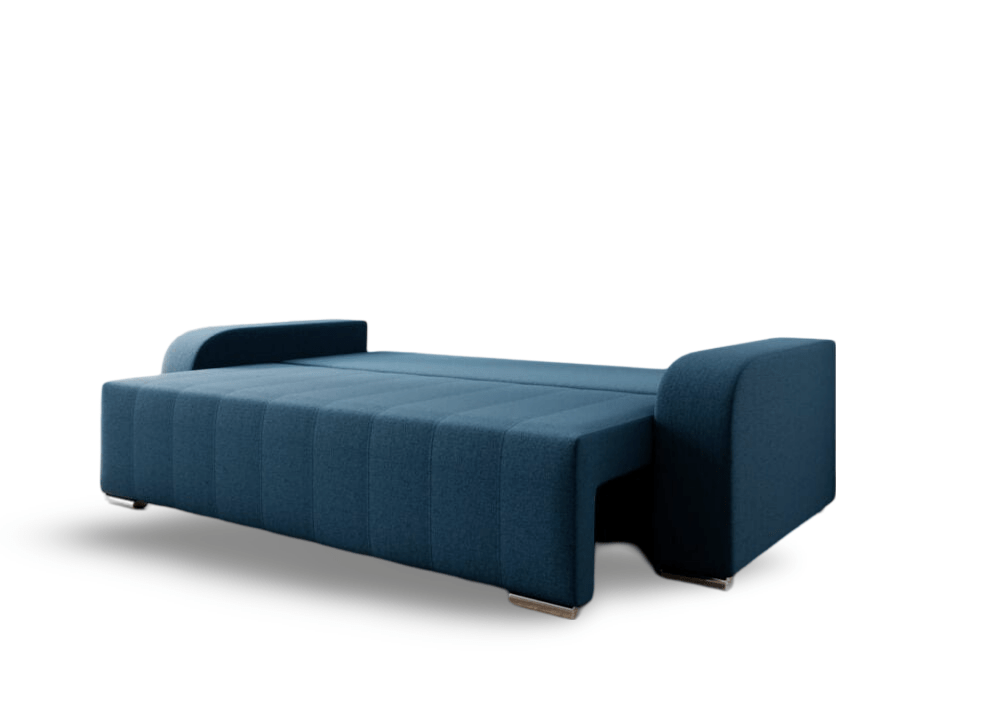 Canapea extensibilă cu ladă de depozitare si sezut confortabil din spuma HR, Sofia Blue 240x100 cm