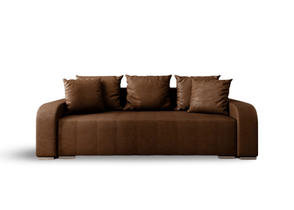 Canapea extensibilă cu ladă de depozitare si sezut confortabil din spuma HR, Sofia Brown 240x100 cm Fabrica