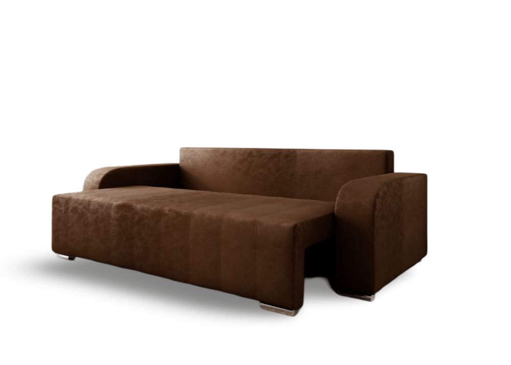Canapea extensibilă cu ladă de depozitare si sezut confortabil din spuma HR, Sofia Brown 240x100 cm Fabrica
