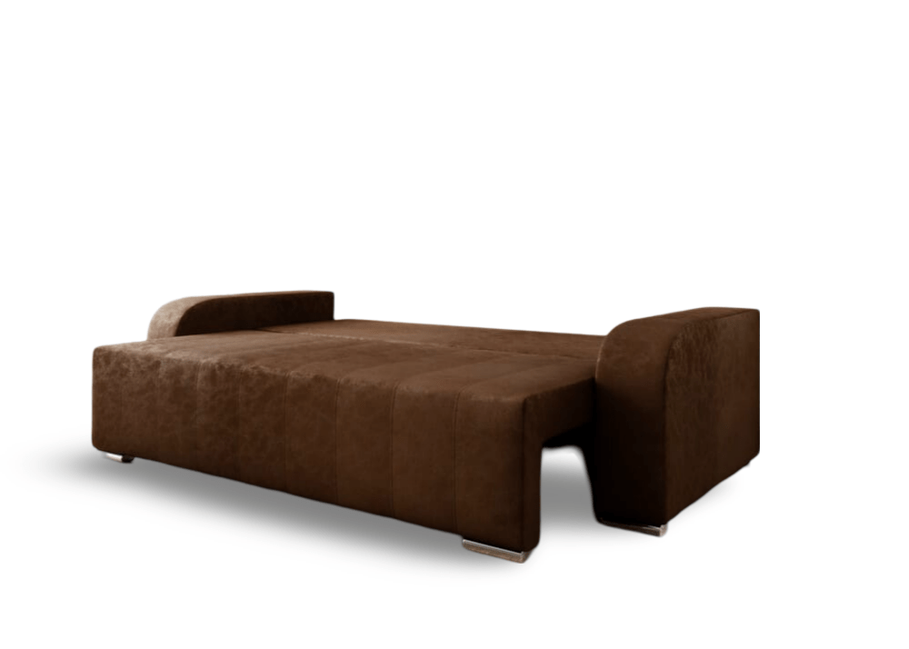 Canapea extensibilă cu ladă de depozitare si sezut confortabil din spuma HR, Sofia Brown 240x100 cm Fabrica