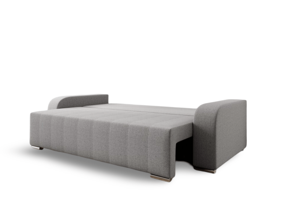 Canapea extensibilă cu ladă de depozitare si sezut confortabil din spuma HR, Sofia Grey 240x100 cm