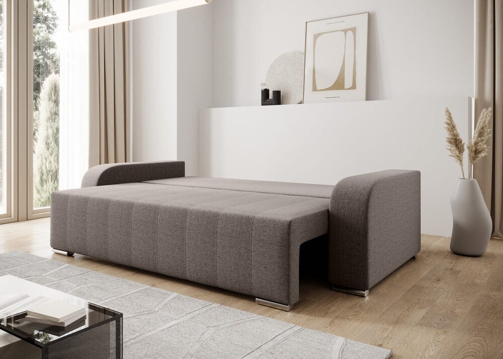 Canapea extensibilă cu ladă de depozitare si sezut confortabil din spuma HR, Sofia Kaki 240x100 cm Fabrica