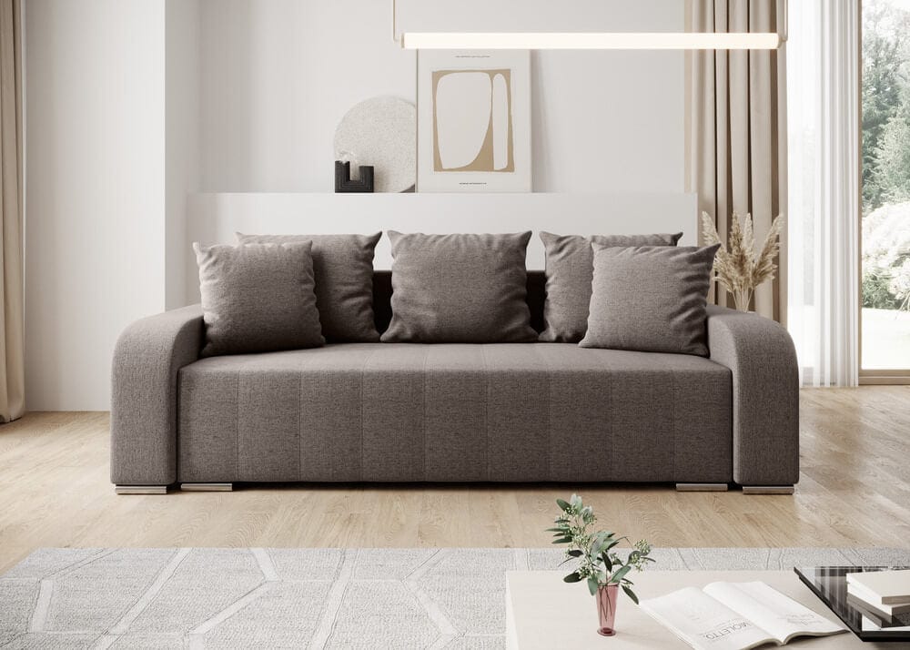 Canapea extensibilă cu ladă de depozitare si sezut confortabil din spuma HR, Sofia Kaki 240x100 cm Fabrica