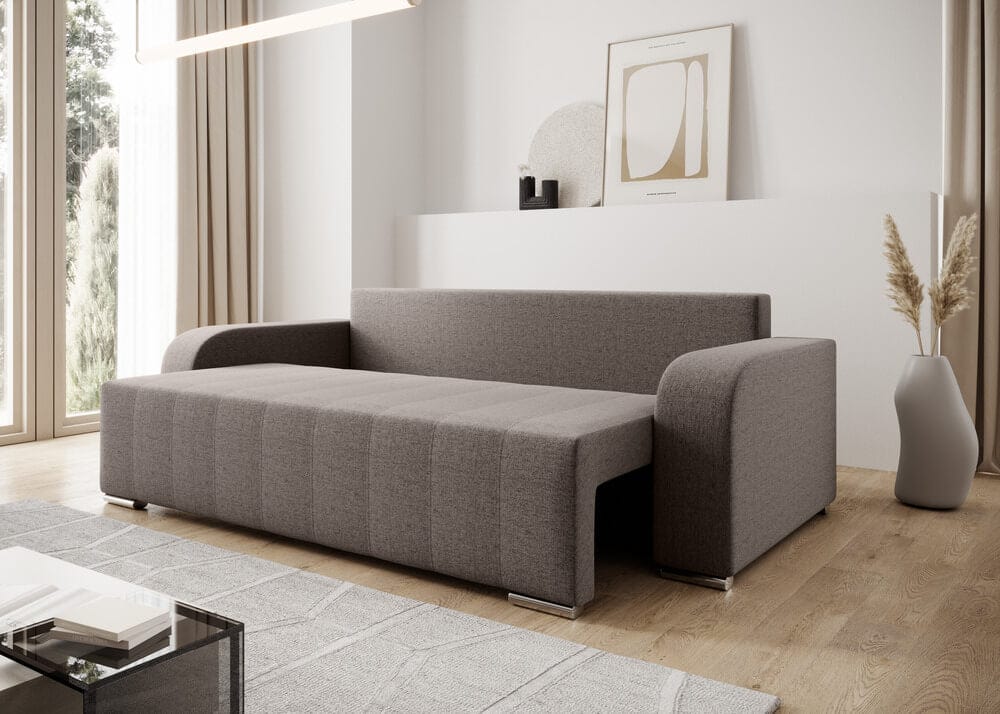 Canapea extensibilă cu ladă de depozitare si sezut confortabil din spuma HR, Sofia Kaki 240x100 cm Fabrica