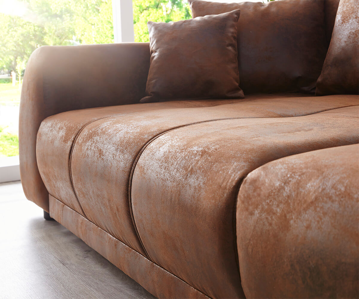 Canapea extensibilă dumonde cu 2 lăzi de depozitare si sezut confortabil din spuma HR, Big Sofa Verona Brown 310x100 cm