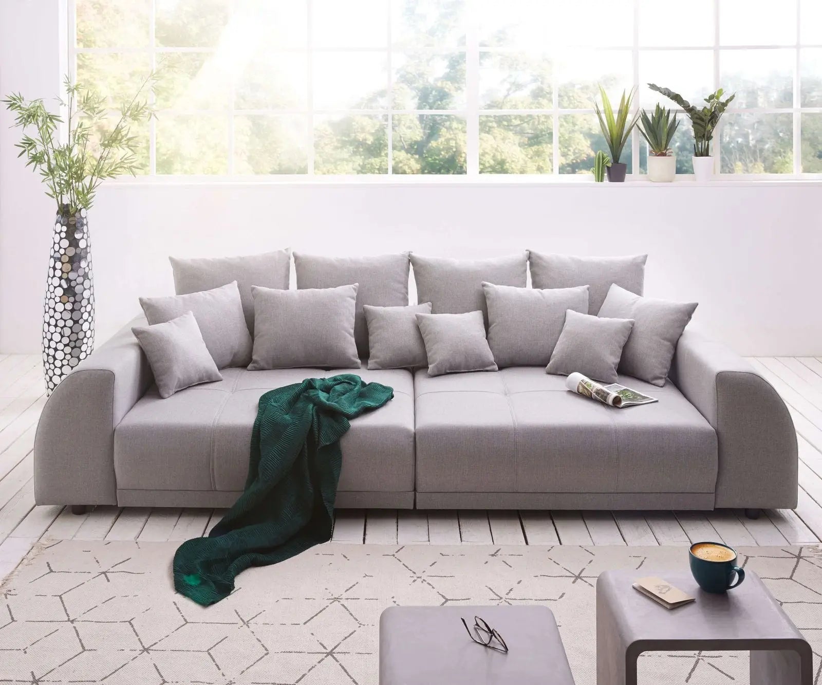 Canapea extensibilă dumonde cu 2 lăzi de depozitare si sezut confortabil din spuma HR, Verona Enjoy Grey 310x100 cm
