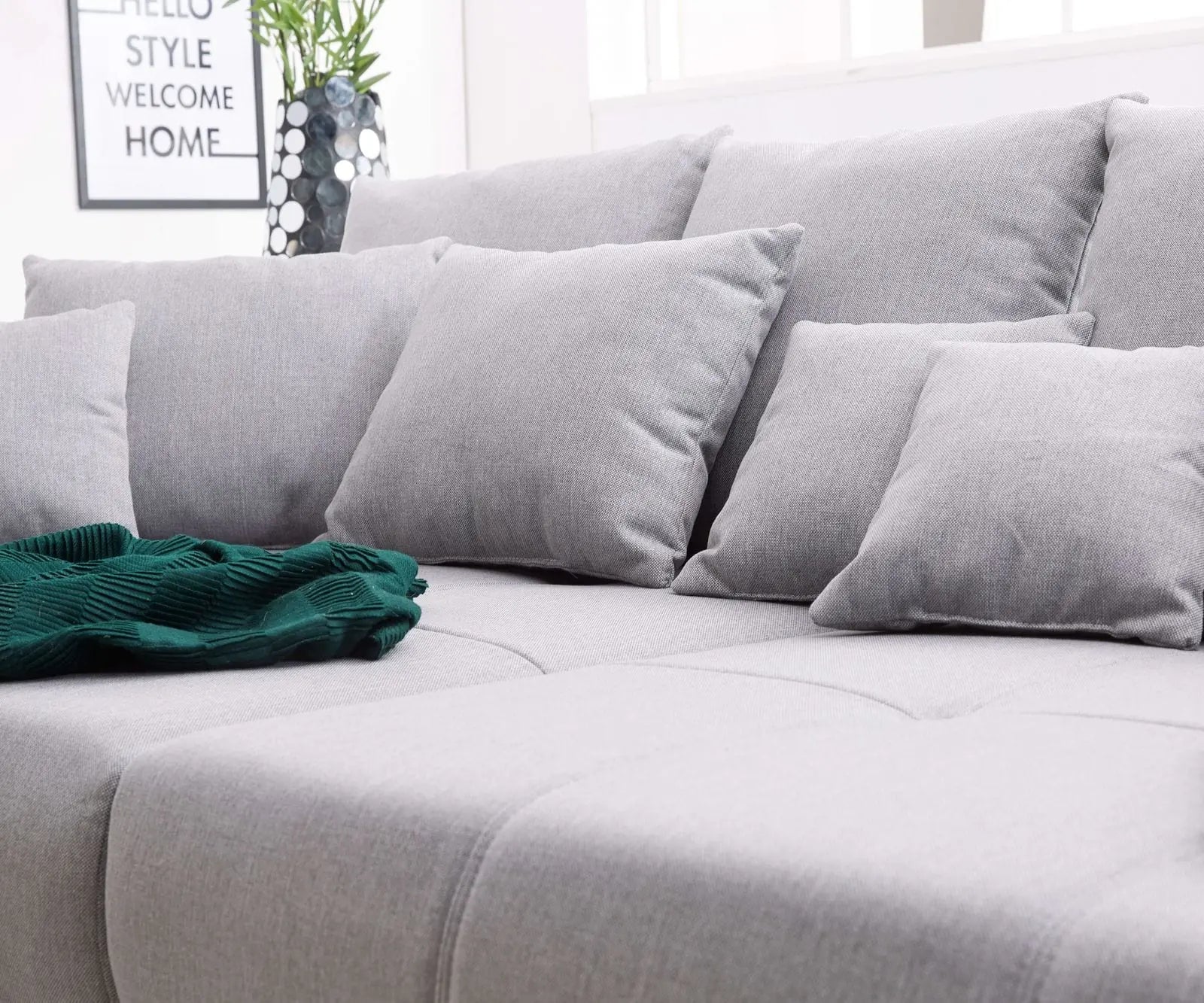 Canapea extensibilă dumonde cu 2 lăzi de depozitare si sezut confortabil din spuma HR, Verona Enjoy Grey 310x100 cm