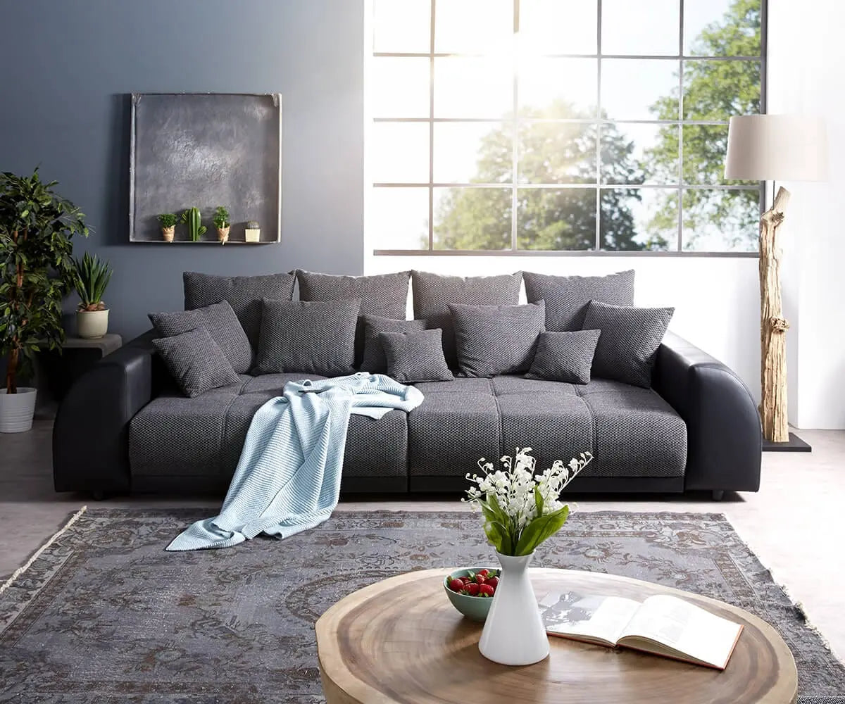 Canapea extensibilă dumonde cu 2 lăzi de depozitare si sezut confortabil din spuma HR, Verona Dark Grey 310x100 cm