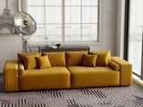 Canapea extensibilă dumonde cu ladă de depozitare si sezut confortabil din spuma HR, Marbela Ambience Mustar XXL 295x100 cm fabrica