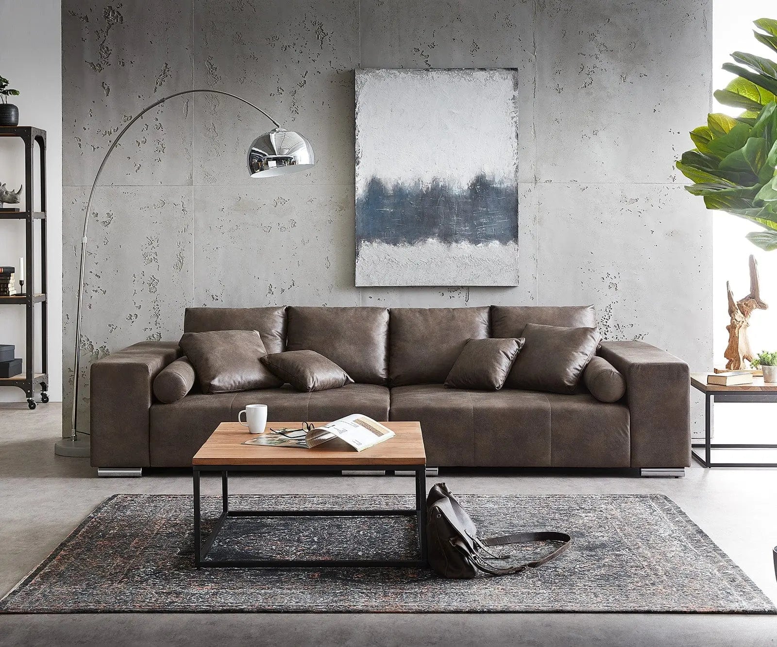 Canapea extensibilă dumonde cu ladă de depozitare si sezut confortabil din spuma HR, Marbela Tobago Brown XXL 295x100 cm