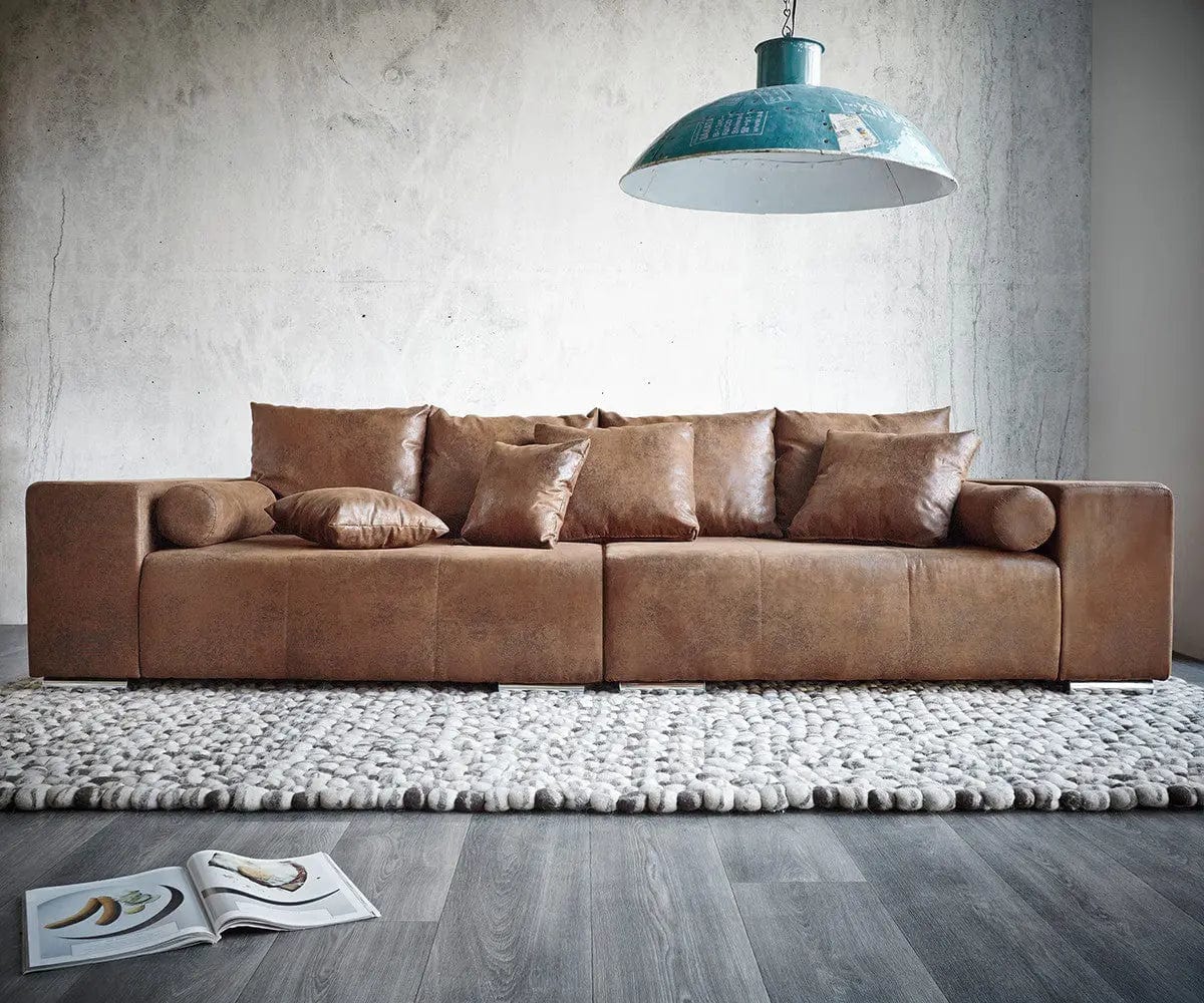 Canapea extensibilă dumonde cu ladă de depozitare si sezut confortabil din spuma HR, Marbela Madagaskar Brown XXL 295x100 cm