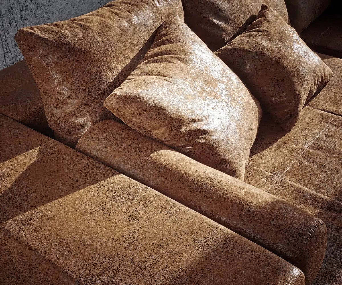 Canapea extensibilă dumonde cu ladă de depozitare si sezut confortabil din spuma HR, Marbela Madagaskar Brown XXL 295x100 cm