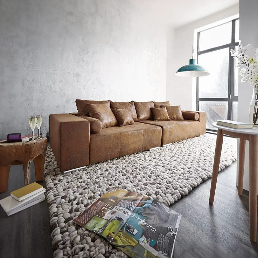 Canapea extensibilă dumonde cu ladă de depozitare si sezut confortabil din spuma HR, Marbela Brown XXL 295x100 cm