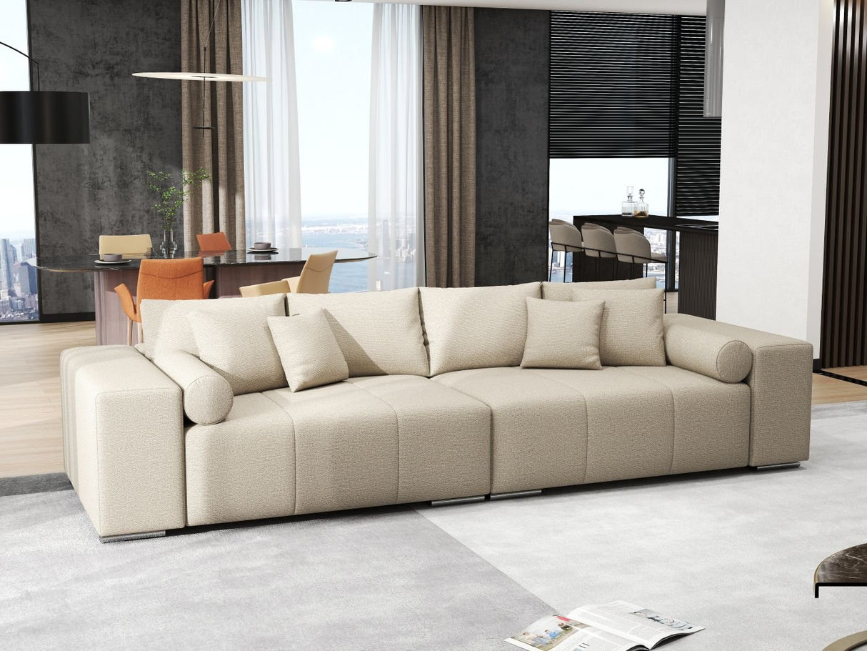 Canapea extensibilă dumonde cu ladă de depozitare si sezut confortabil din spuma HR, Marbela Enjoy Lux Bej XXL 295x100 cm fabrica