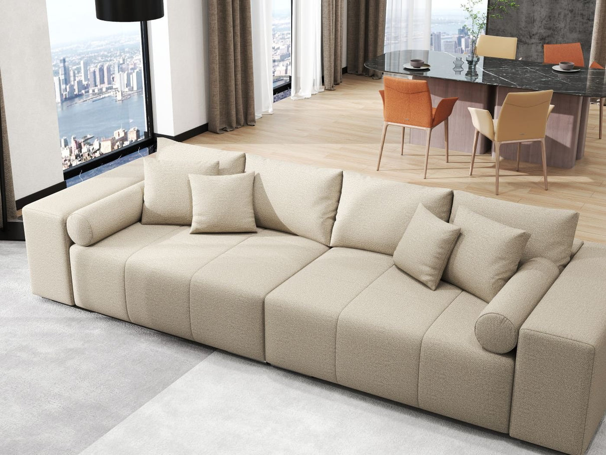 Canapea extensibilă dumonde cu ladă de depozitare si sezut confortabil din spuma HR, Marbela Enjoy Lux Bej XXL 295x100 cm fabrica