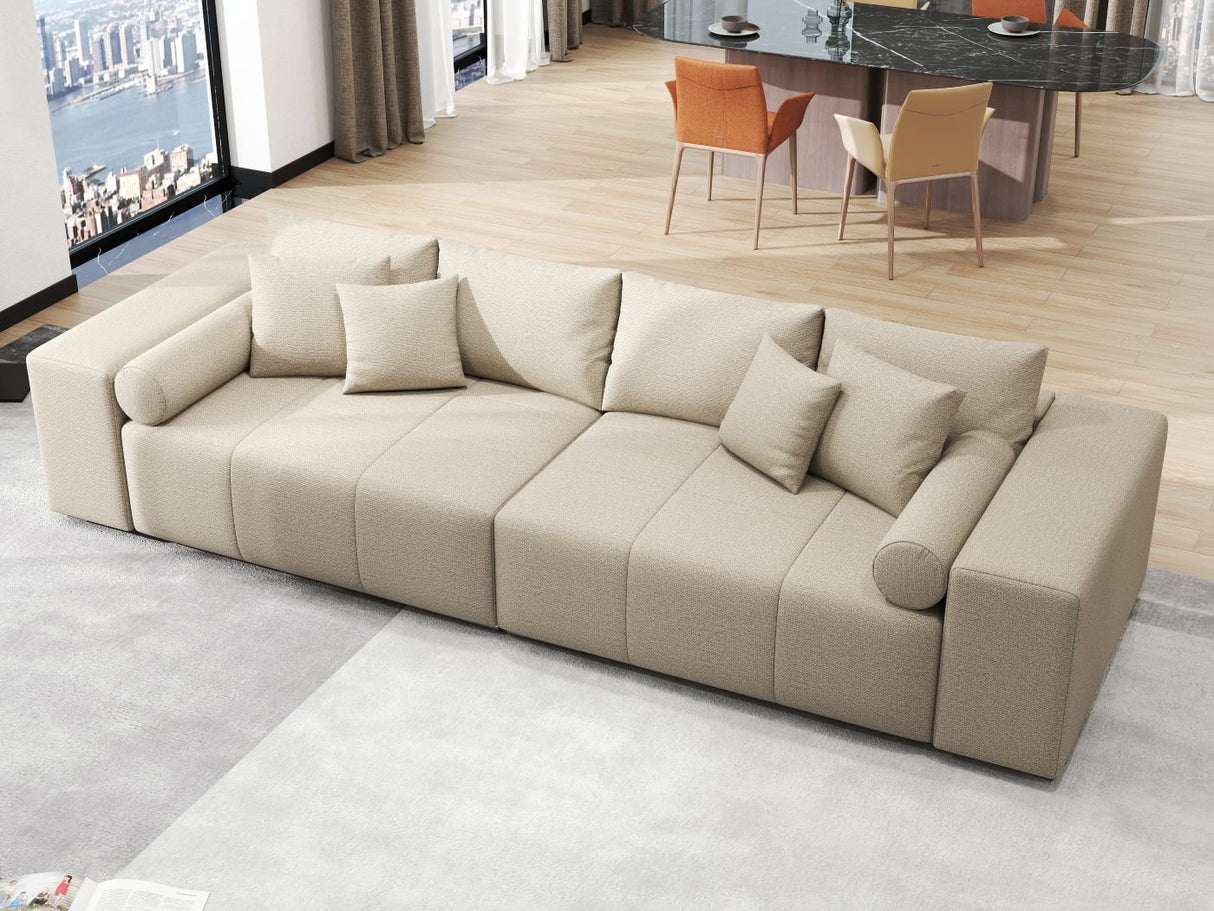 Canapea extensibilă dumonde cu ladă de depozitare si sezut confortabil din spuma HR, Marbela Enjoy Lux Bej XXL 295x100 cm fabrica