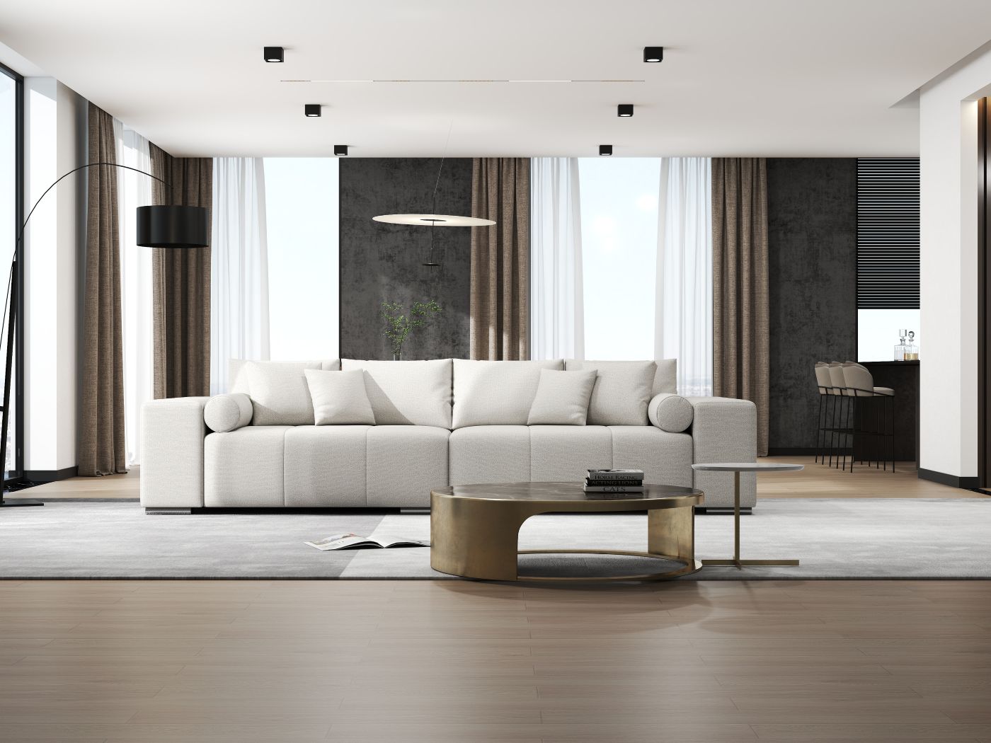 Canapea extensibilă dumonde cu ladă de depozitare si sezut confortabil din spuma HR, Marbela Enjoy Lux Grey XXL 295x100 cm fabrica