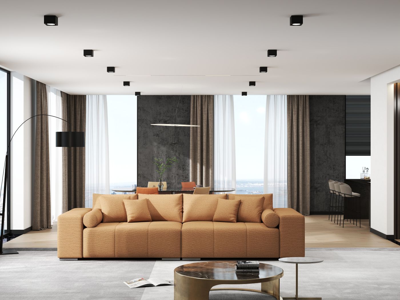 Canapea extensibilă dumonde cu ladă de depozitare si sezut confortabil din spuma HR, Marbela Enjoy Lux Mango XXL 295x100 cm fabrica