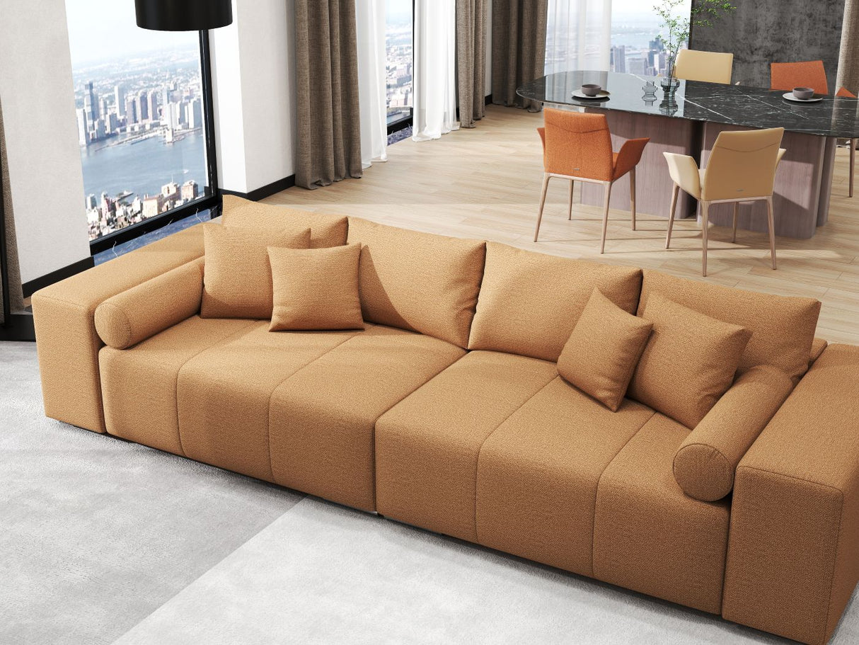Canapea extensibilă dumonde cu ladă de depozitare si sezut confortabil din spuma HR, Marbela Enjoy Lux Mango XXL 295x100 cm