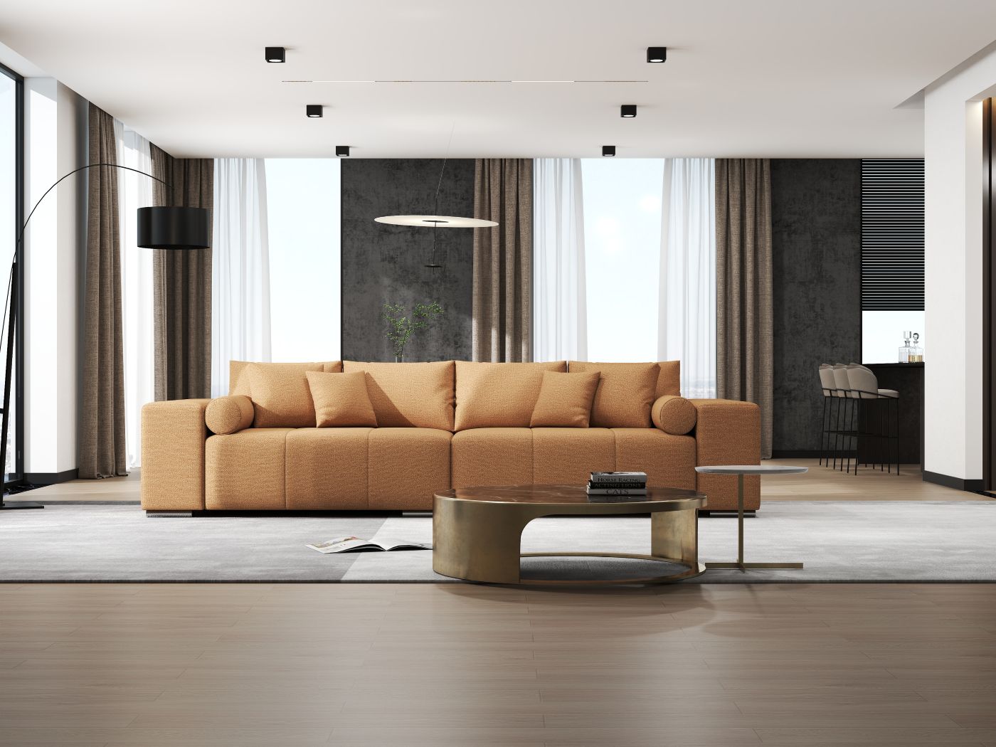 Canapea extensibilă dumonde cu ladă de depozitare si sezut confortabil din spuma HR, Marbela Enjoy Lux Mango XXL 295x100 cm fabrica