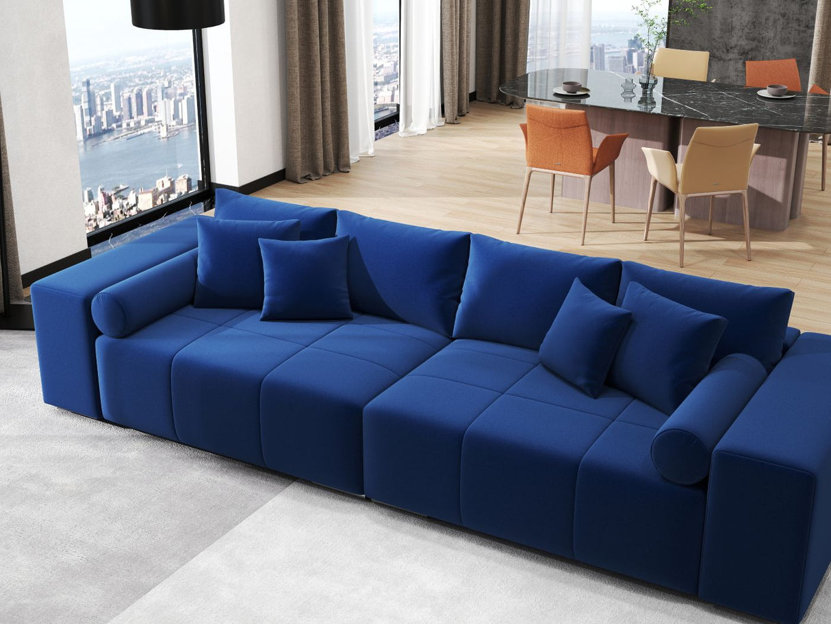 Canapea extensibilă dumonde cu ladă de depozitare si sezut confortabil din spuma HR, Marbela Royal Velvet Albastru XXL 295x100 cm