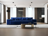 Canapea extensibilă dumonde cu ladă de depozitare si sezut confortabil din spuma HR, Marbela Royal Velvet Albastru XXL 295x100 cm