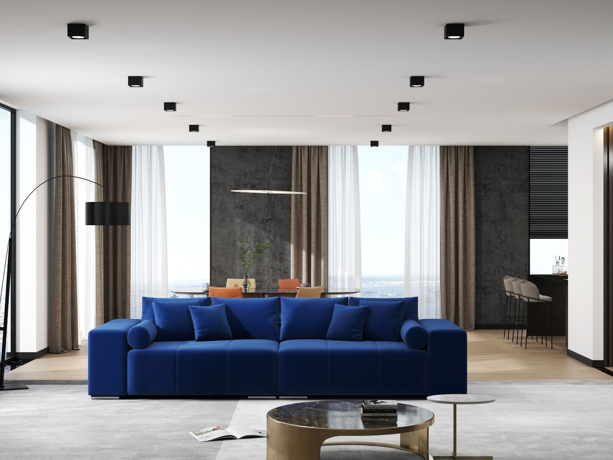 Canapea extensibilă dumonde cu ladă de depozitare si sezut confortabil din spuma HR, Marbela Royal Velvet Albastru XXL 295x100 cm