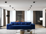 Canapea extensibilă dumonde cu ladă de depozitare si sezut confortabil din spuma HR, Marbela Royal Velvet Albastru XXL 295x100 cm